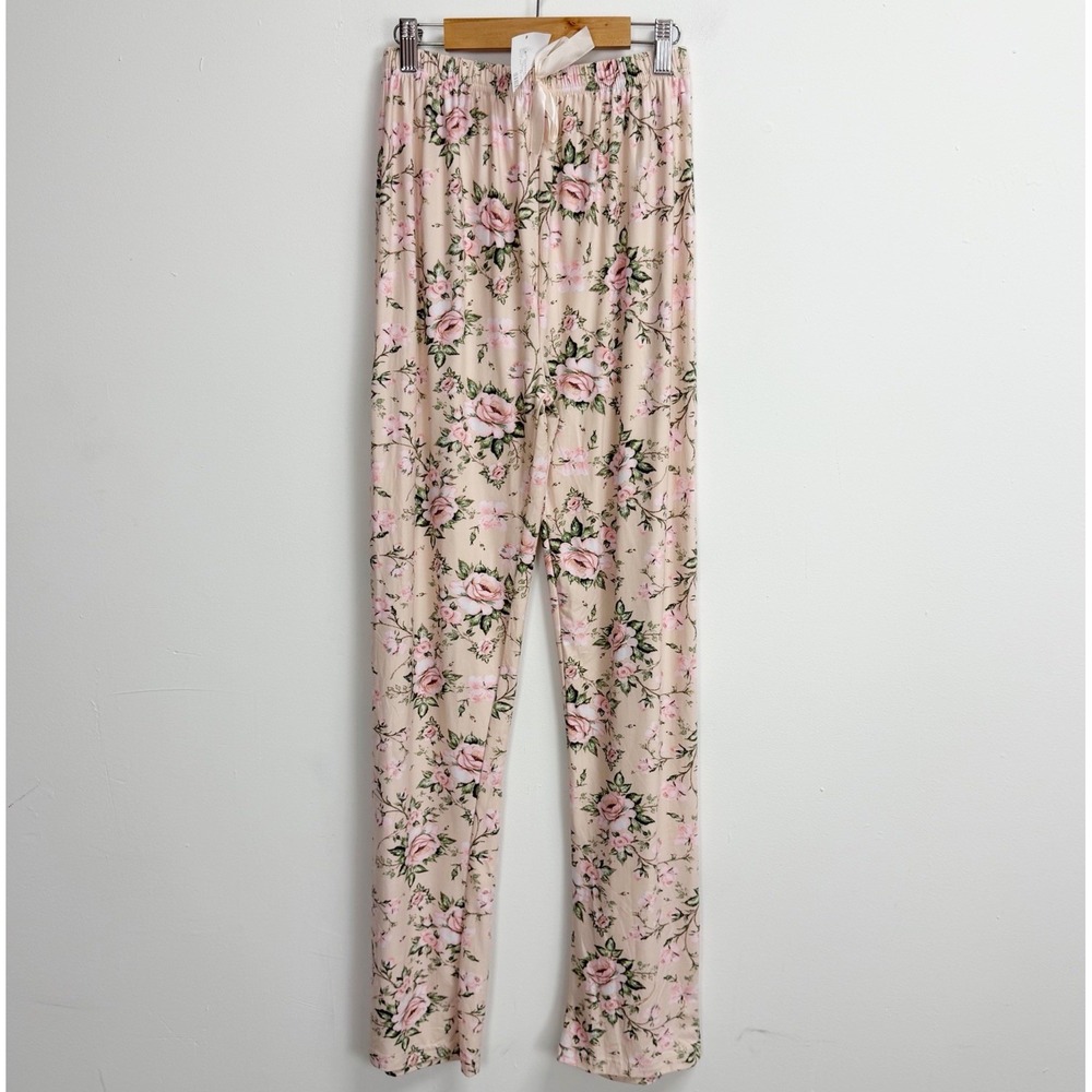 Pajama Pants Womens Medium Pink Floral Pajamas PJS Pull On NWT NEW